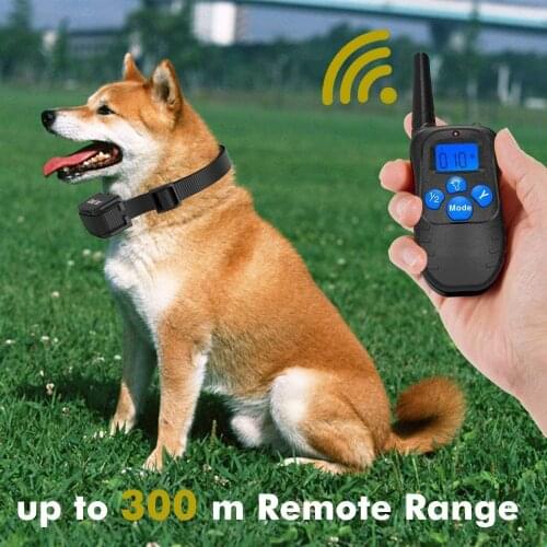 300M Remote Electric Dog Collar Shock Vibration Rechargeable Rainproof Dog Training Collar With LCD Display
