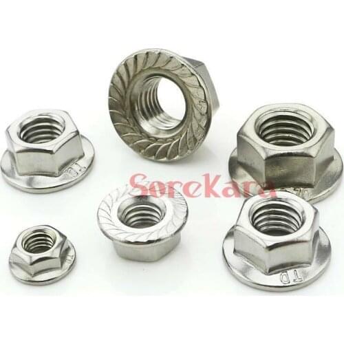 M3 M4 M5 M6 M8 M10 M12 304 Stainless Hex Head Serrated Spinlock Flange Nuts