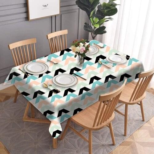 Geometric Colorful Lines Wavy Stripe Rectangular Restaurant Tablecloth