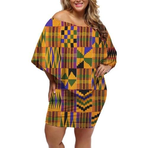 HYCOOL Hot Sale Womens Summer Bohemian Floral Off Shoulder Bodycon Sleeveless Fashion Casual African Tribal Dress Midi Sundress