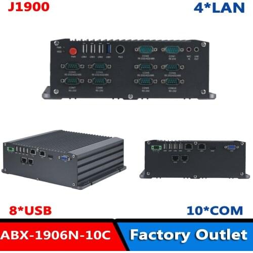 Intel Celeron J1900 CPU Fanless Embedded Box PC With 10*RS232COM 4*Giga LAN