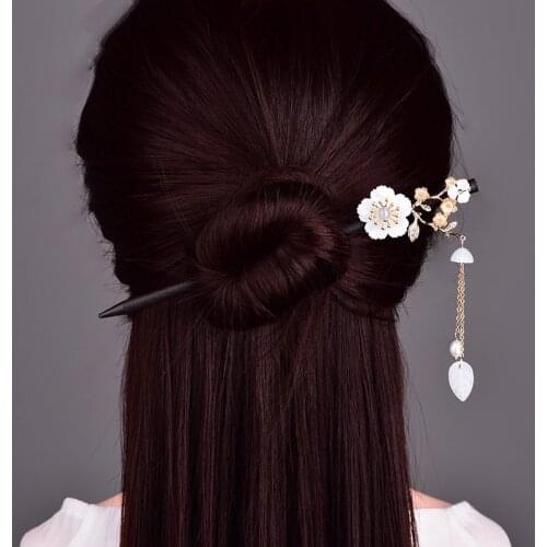 Classical Coloured Glaze Tassel Pendant Hair Stick Cheongsam Hanfu Wooden Step Shake Palace Retro Step Shake Woman Bijoux