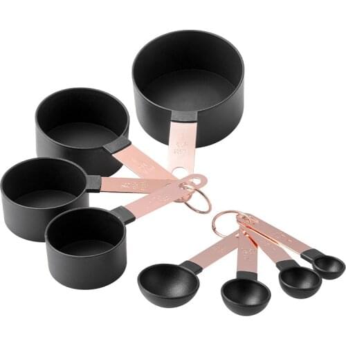 Rose Gold 8 Piece Measuring Cups Measuring Spoons Set Stackable Measuring Tool for Dry or Liquid Kitchen Baking