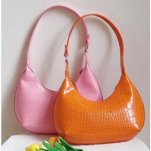 Fashion Tote Pu Leather Shoulder Bag Retro Crocodile Pattern Handbags Women Solid Color Armpit Bag Exquisite Shopping Purse 2021