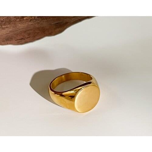 Monlansher Stylish Geometric Round Glossy Ring Gold Color Titanium Steel Rings for Women Minimalist Statement Rings Jewelry Gift