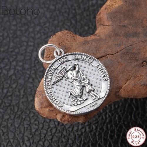Wholesale 100% S925 Silver colour Thai Silver colour St. Michael Archangel Guardian Angel Male and Female Dome Drops