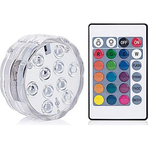 10 Led Remote Controlled RGB Submersible Light Battery Operated Underwater Night Lamp Outdoor Vase Bowl Garden Party Decoration