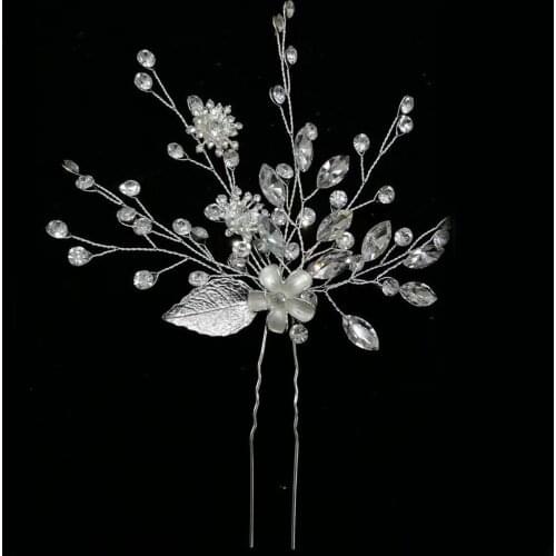 Silver Leaf Diamond Hairpin Headdress Comb Back Comb Hair Accessories Bridal Wedding Hair Decoration PT