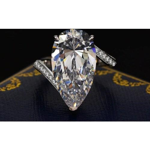 Sterling Silver 925 22 Carats Ring Pear Ice Cut Charm 12*22mm High Carbon Diamond Rings For Women Wedding Party Fine Jewelry