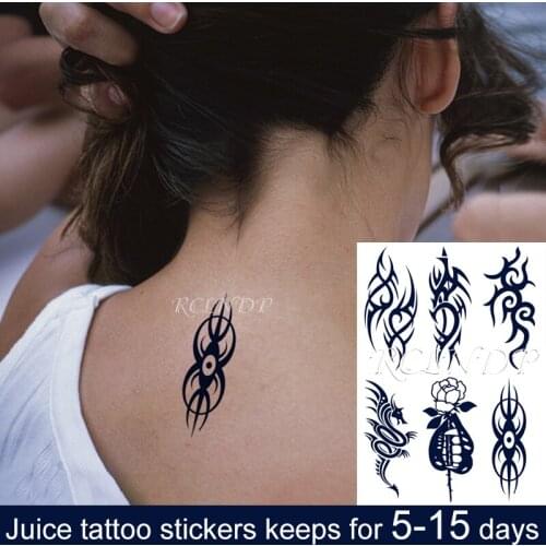 Waterproof Temporary Juice ink Tattoo Sticker Flower Dragon Sexy Lips Eye Totem Fruit Gel Long lasting tatto Art for Men Women