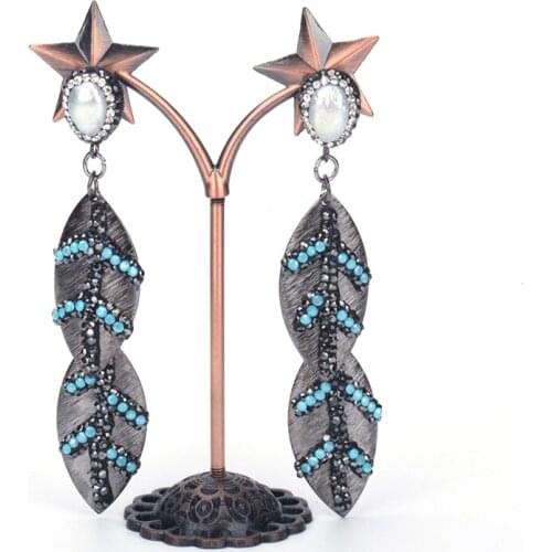 Leaf Women Freshwater Pearls Drop Dangle Earrings 2018 New Arrival Charm Jewelry Earrings Femanino