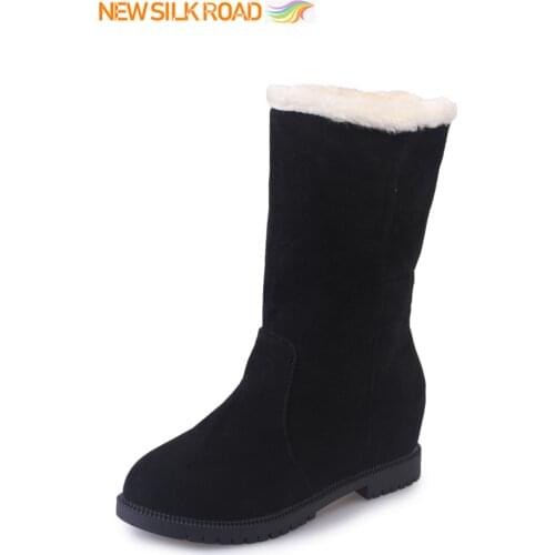 Retro Winter Snow Boots Women Fur Ankle Booties Suede Warm Ladies Waterproof Chunky Plush Botas De Mujer Platform Female Shoes