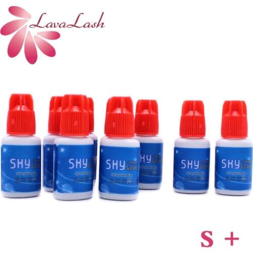 10 Bottles Sky Glue S Plus Type Red Cap Original Korea Eyelash Extensions 5ml Beauty Shop MSDS Makeups Tools Lash Glue Wholesale