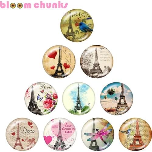 The Eiffel Tower paris love 10pcs mixed 12mm/18mm/20mm/25mm Round photo glass cabochon demo flat back Making findings S1622