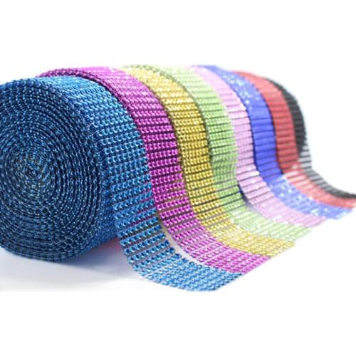 10 Yards 8 rows 4cm Width DIAMOND MESH WRAP ROLL SPARKLE RHINESTONE Crystal Platinum Ribbon