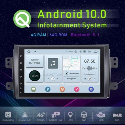 JSTMAX 9" Android 10.0 Car GPS Player For Suzuki SX4 2006 2007 2008 2009 2010 Multimedia Player