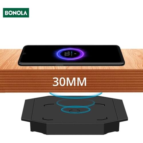 Bonola Invisible Long Distance Wireless Charger for iPhone 11 Pro Max XR 8 Plus Hidden 30mm Wireless Charging Adsorption Desktop