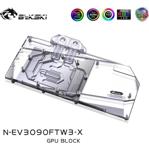 Bykski N-EV3090FTW3-X Water Block use for EVGA RTX 3090 FTW3 ULTRA GAMING / RTX 3080 FTW3 ULTRA GPU / Full Cover Copper Radiato