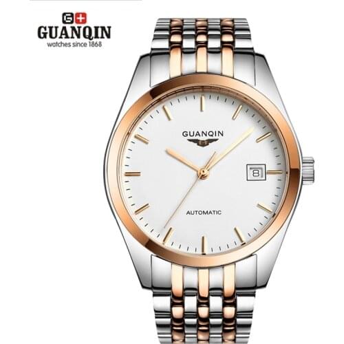 GUANQIN Luxury Mens Automatic Mechanical Watches Men Stainless Steel Wrist Watch Boy Business Waterproof Analog Wristwatches