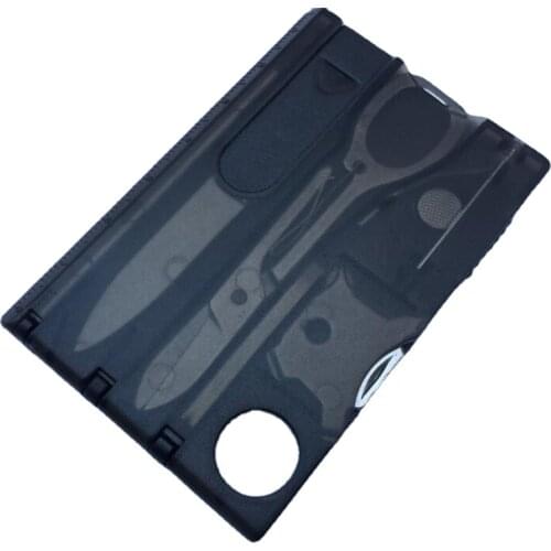 Hot Sell 10 In 1 Pocket Credit Card Survival Outdoor Camping Tool 1 Box Black Multi Portable Purpose