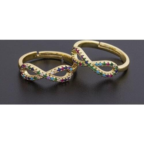 Classic New Design 8 Shape Opening Rings Luxury Copper Zircon Adjustable Ring 12 Styles For Women Party Wedding Jewelry Gifts