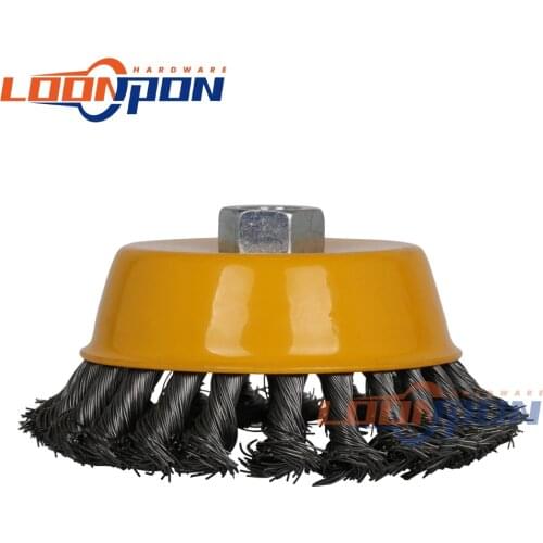 125mm/5inch Twisted Steel Wire Wheel with M14 Quick Rust Clean Flat Cup Angle Grinder Brush Strong Paint Remove 1PC