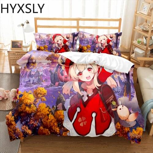 Bedding Set Genshin Impact Game Kids 3D Duvet Cover Sets Cartoon Comforter Bed Linen Twin Queen King Single Size Drop Shipping