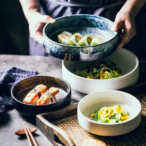 Guopin Creative ceramic bowls, salad bowls, soup bowls, restaurant fashion dishes deep bowls, large fruit bowls