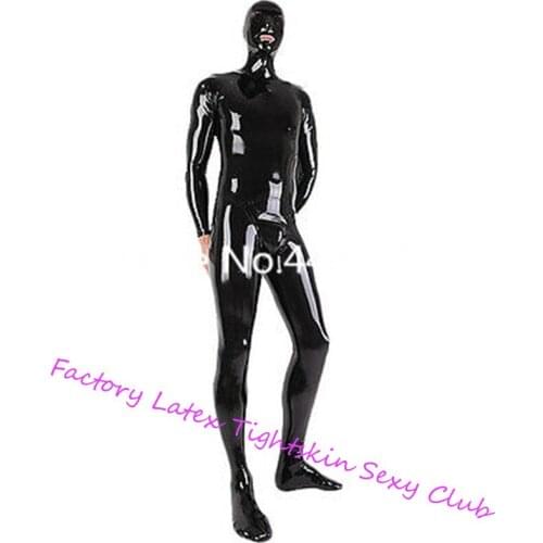 Latex Rubber Bodysuits with Hoods Mask&Socks Latex Rubber Full Bodysuits Back Zip Sexy Costume zentai exotic apparel
