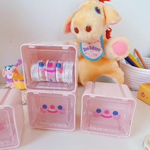 1pc Multifunctional Smile Desk Organizer Box Desktop Storage Case tape Drawer storage box Office Accessories Stationery