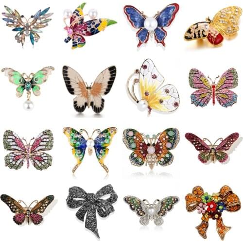 Fashion Butterfly Brooches For Women Perfect Rhinestone Crystal Pins Christmas Gift Brooches