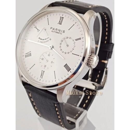 Parnis 42mm Fashion Simple Mans Watches White dail Calendar Sea gull 1780 Power Reserve Movement Mens Wrist Watch 2470