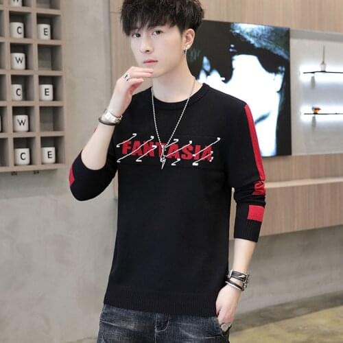 Men sweater 2021 new autumn and winter Korean style slim letter male knitted pullover young sweater fashion hot sale M74