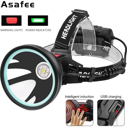 Asafee 1800LM Headlight Powerful Zoom Bright XHP90 Big LED Headlamp Outdoor Camping Hiking Waterproof Torch