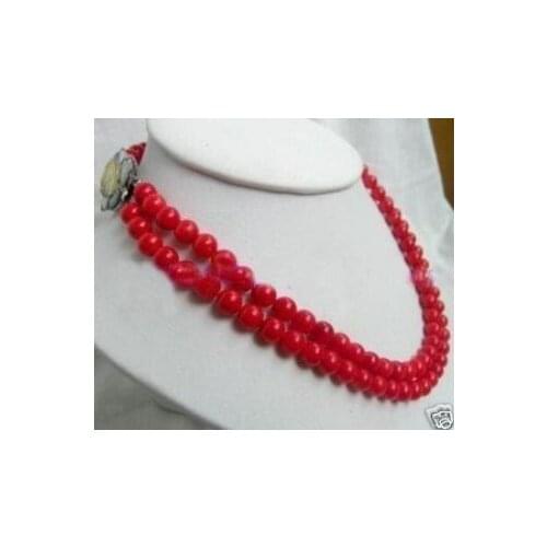 Charming Vogue Red Coral Necklace Flower clasp Fashion Free shipping