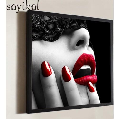 Canvas Art poster Sexy Women Red Lips Nordic Poster Print Modern Wall Art Picture Canvas Painting For Living Room Wall Decor