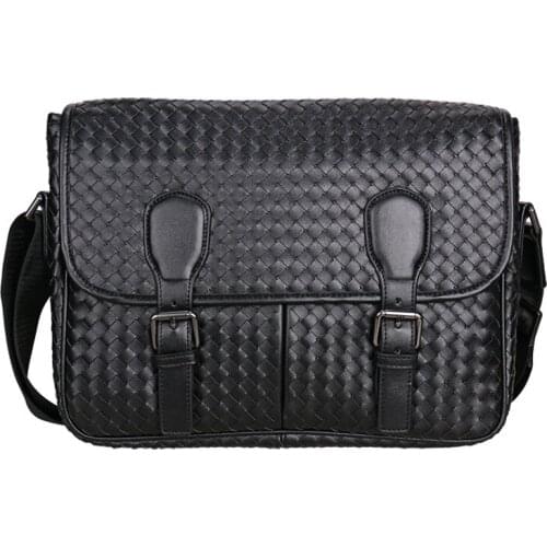 Luxury Design Cowhide Bags For Men High Quality Plaid Pattern Handbag New Unisex Genuine Leather Shoulder Bag Male Messenger Bag