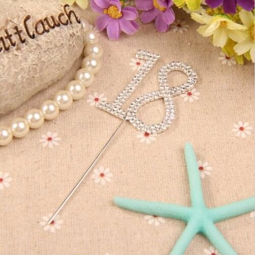 Silver Double Row Diamond 18th Happy Birthday Cake Topper Eighteen Birthday Cake Topper for Kids 18th Birthday Party Best Gift