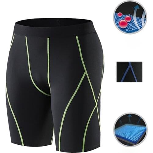 New Men Sports Fitness Microfiber Elastic Shorts Breathable Quick Drying Short Pants Gym Training running Tights