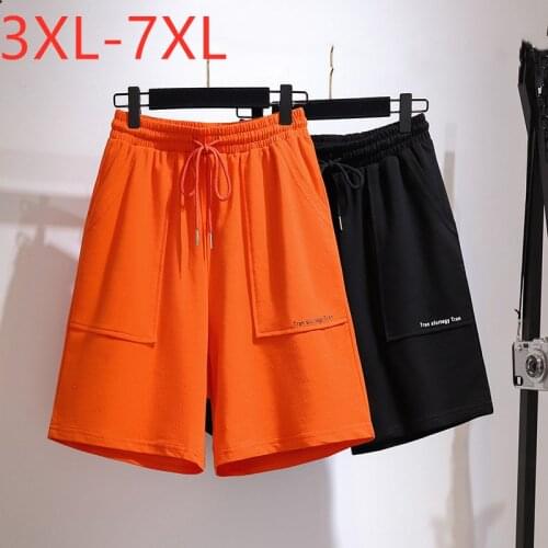 New 2021 Ladies Summer Plus Size Sports Shorts For Women Large Loose Cotton Wide Leg Pocket Belt Shorts 3XL 4XL 5XL 6XL 7XL
