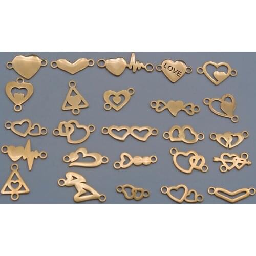 Mix 10pcs/lot Stainless Steel Heart Beat Diy Bracelet Making Connector Charm Wholesale Love Connectors Pendant Jewelry Necklace