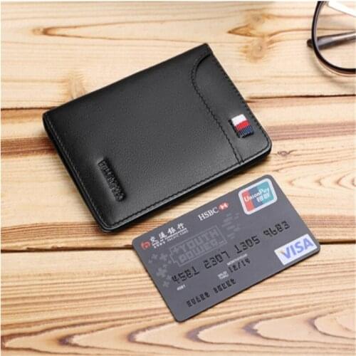 WILLIAMPOLO boutique ultra-thin mens wallet mens Korean short full leather wallet youth coin purse male Cowhide card package