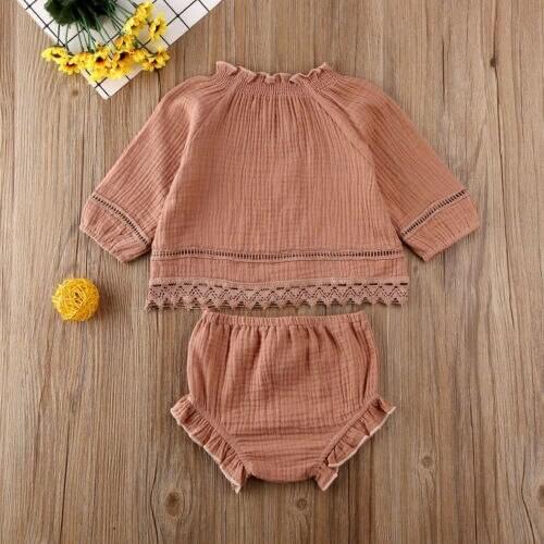 2020 Spring Autumn Baby Clothing Toddler Baby Girl Long Sleeve Tops T-shirt Ruffle Shorts Pants Clothes Tracksuit