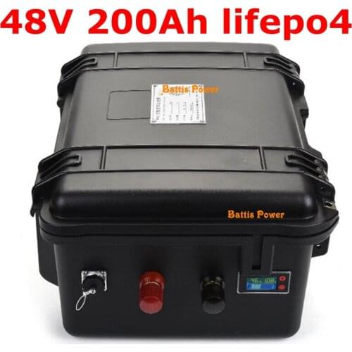 Waterproof 48v 200ah Lifepo4 battery with 100A BMS for 5000W 4000w tricycle motorcycle boat car scooter ebike +10A charger