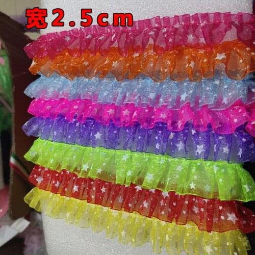 1M Pleated Guipure Tulle Lace Trim 2.5cm Ribbon Stars Star Lace Fabric Sewing Dress Decoration Crafts dentelle encajes PE15