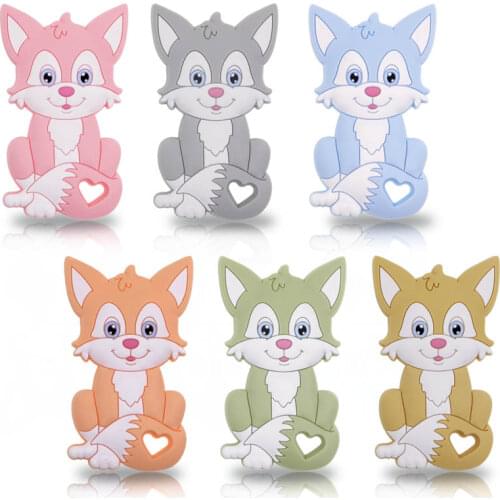 Kovict 1pcs Fox Baby Silicone Teether Rodent BPA Food Free Silicone Teething Nursing Pacifier Silicone