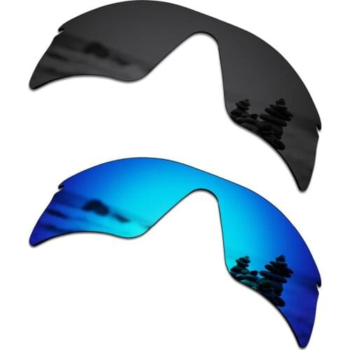 SmartVLT 2 Pieces Polarized Sunglasses Replacement Lenses for Oakley Radar Range Stealth Black and Ice Blue