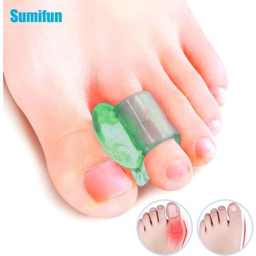 2pcs Sumifun Green Soft Silicone Gel Toe Separator Hallux Valgus Bunion Spacers Orthotics Thumb Corrector Foot Care Tool Support