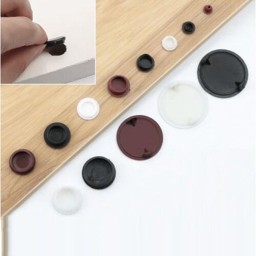 200Pcs Plastic Hole Plug Cover Cap Furniture Cabinet Cupboard Closet Hinge Hole Panel Repairing White Brown Black