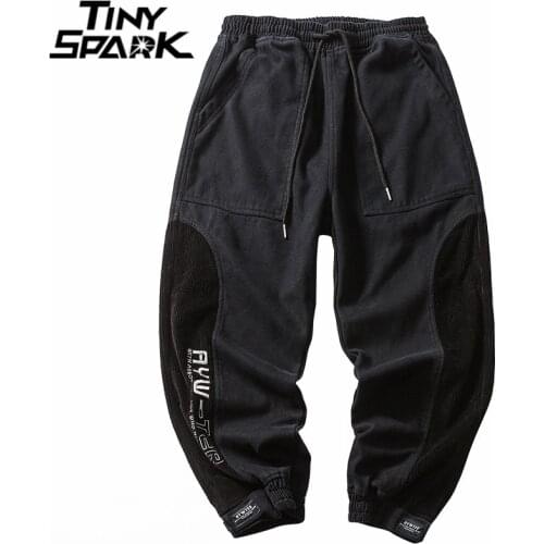 2021 Men Streetwear Pants Hip Hop Patchwork Embroidery Letter Sweatpants Jogger Pants Harajuku Cotton Fleece Trousers Track Pant